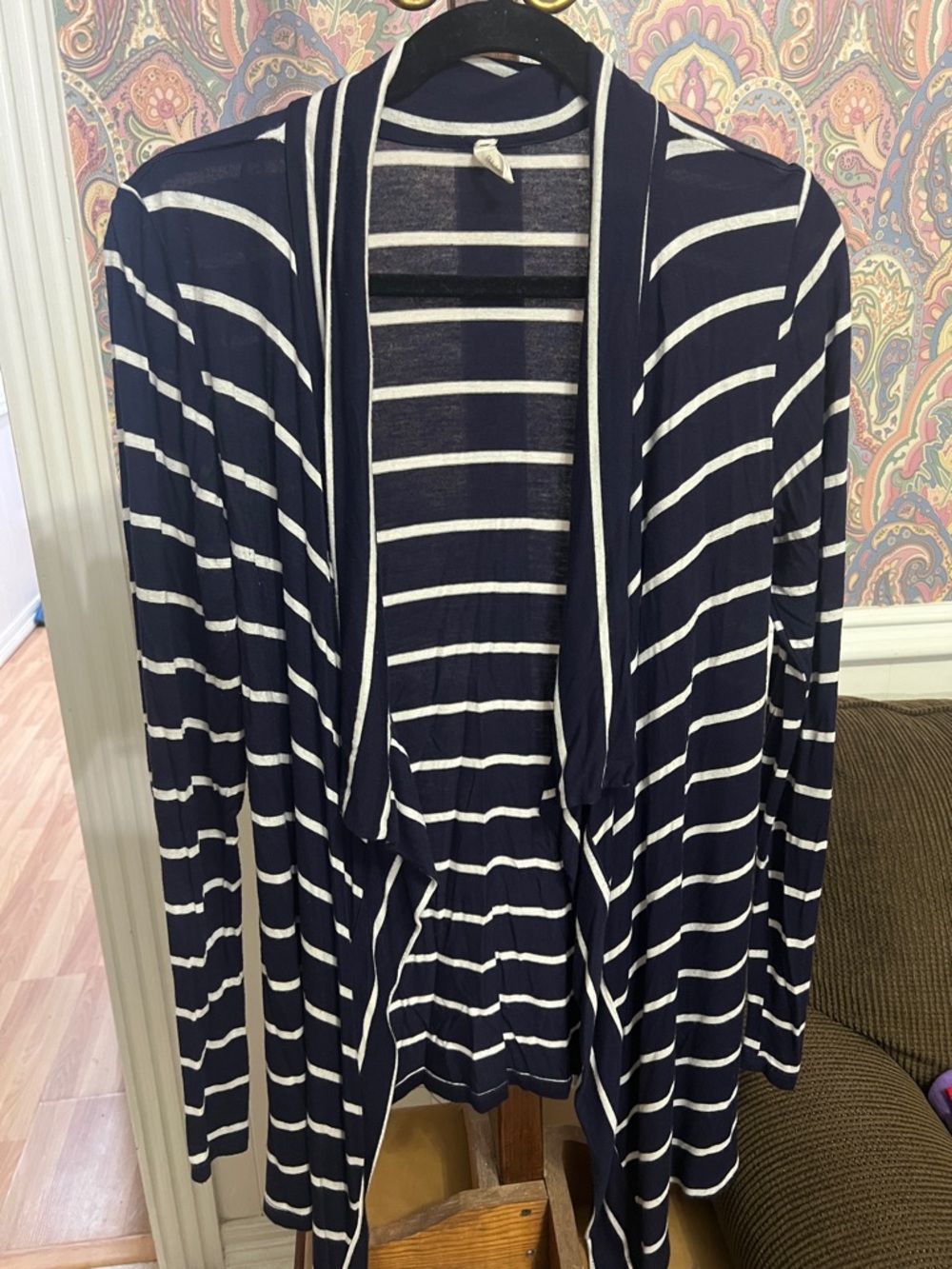 Pinkblush Navy and White Striped Open-Front Cardigan
